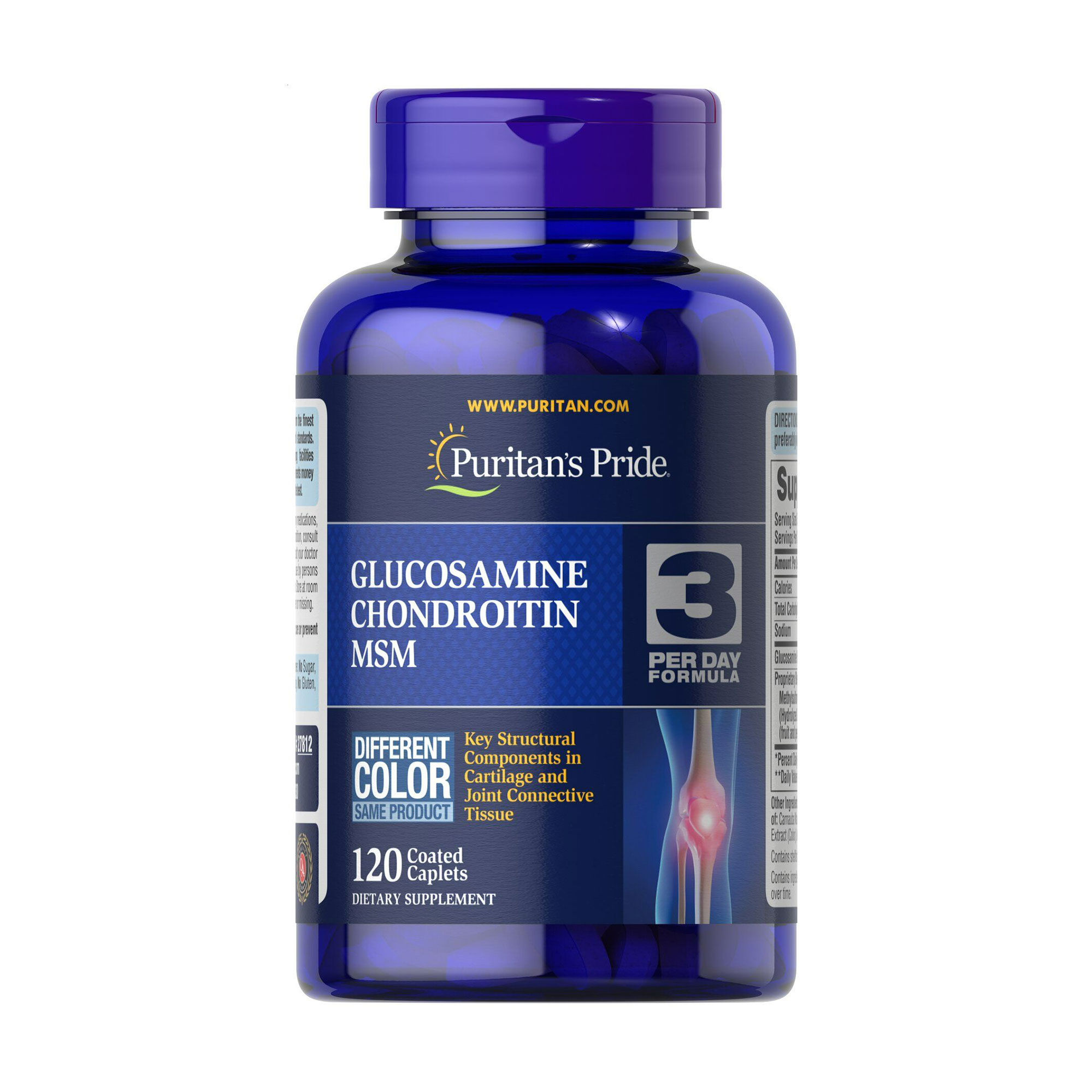 Глюкозамін, хондроїтин та МСМ Puritan's Pride Double Strength Glucosamine Chondroitin MSM, 120 каплет